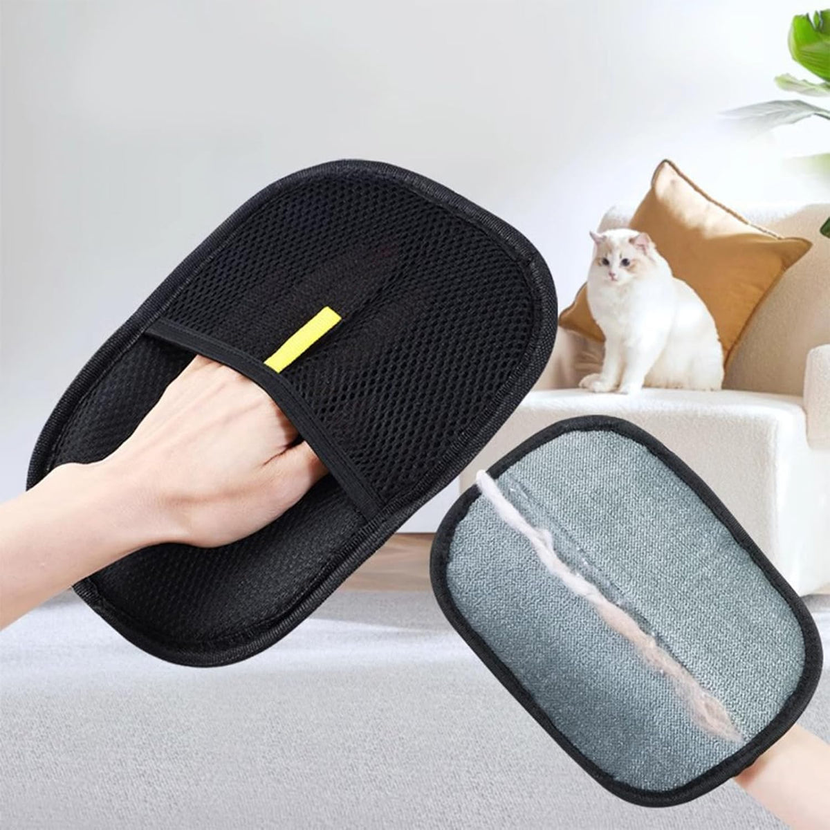 2 Pcs Pet Hair Remover Glove,Pet Hair Removal Gloves,Electrostatic Pet Hair Remover Glove Washable Reusable Cat & Dog Hair Remover for Couch, Furniture, Carpet,Clothing,Car Seats