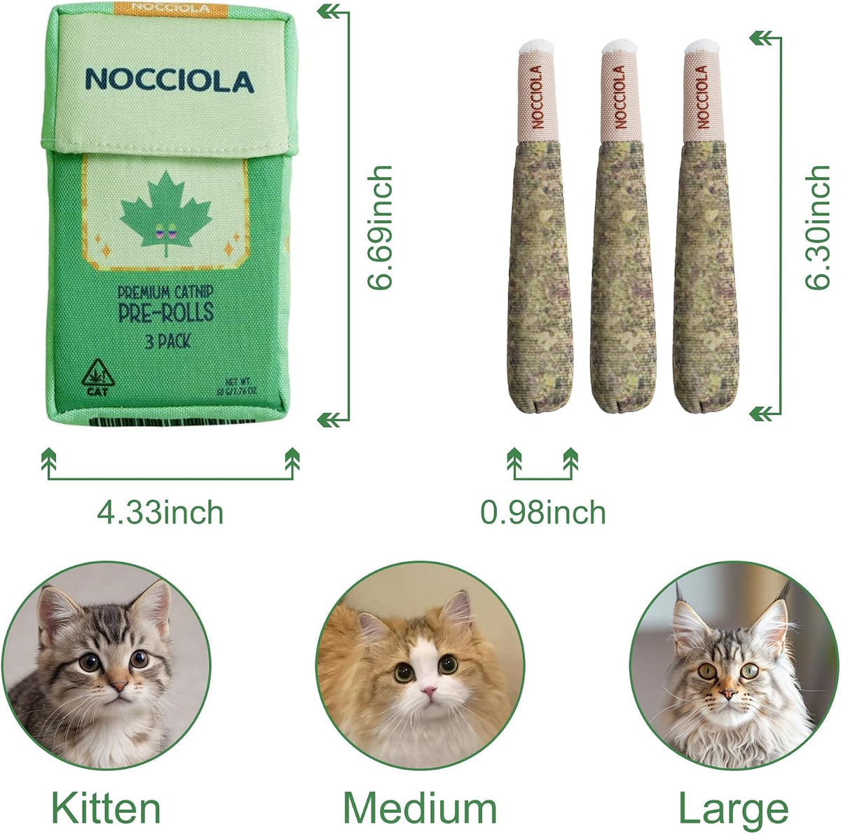 3 Pack Catnip Toys for Cats, Funny Cat Toys Filled with 100% Pure Organic Catnip, Safe Kitten Teething Chew and Kicker Toys
